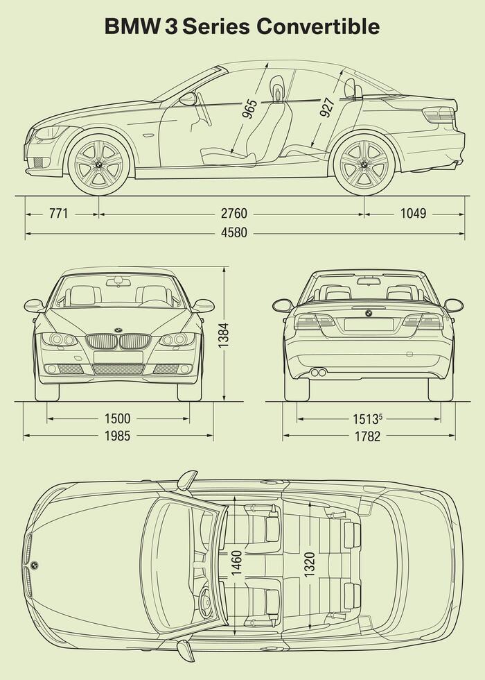 2006 BMW 3 serie convertible coche Plano vector