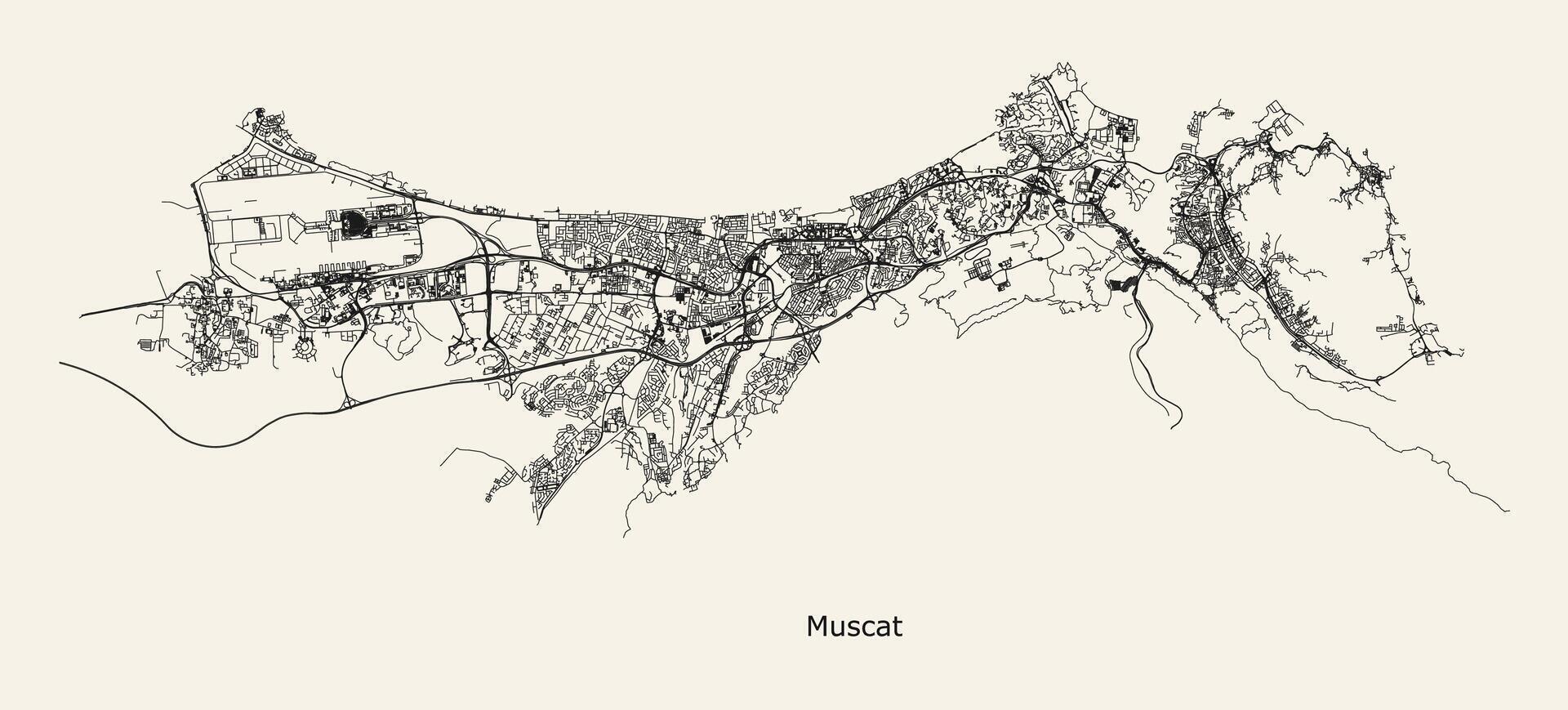 City road map of Muscat Oman vector