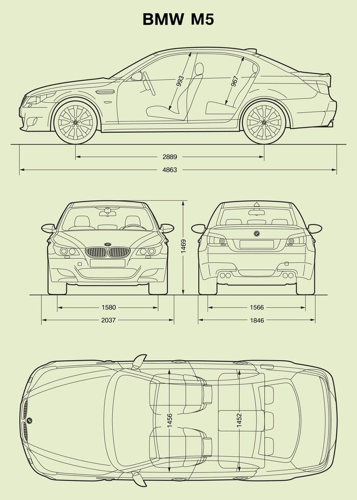 2007 BMW m5 coche Plano vector