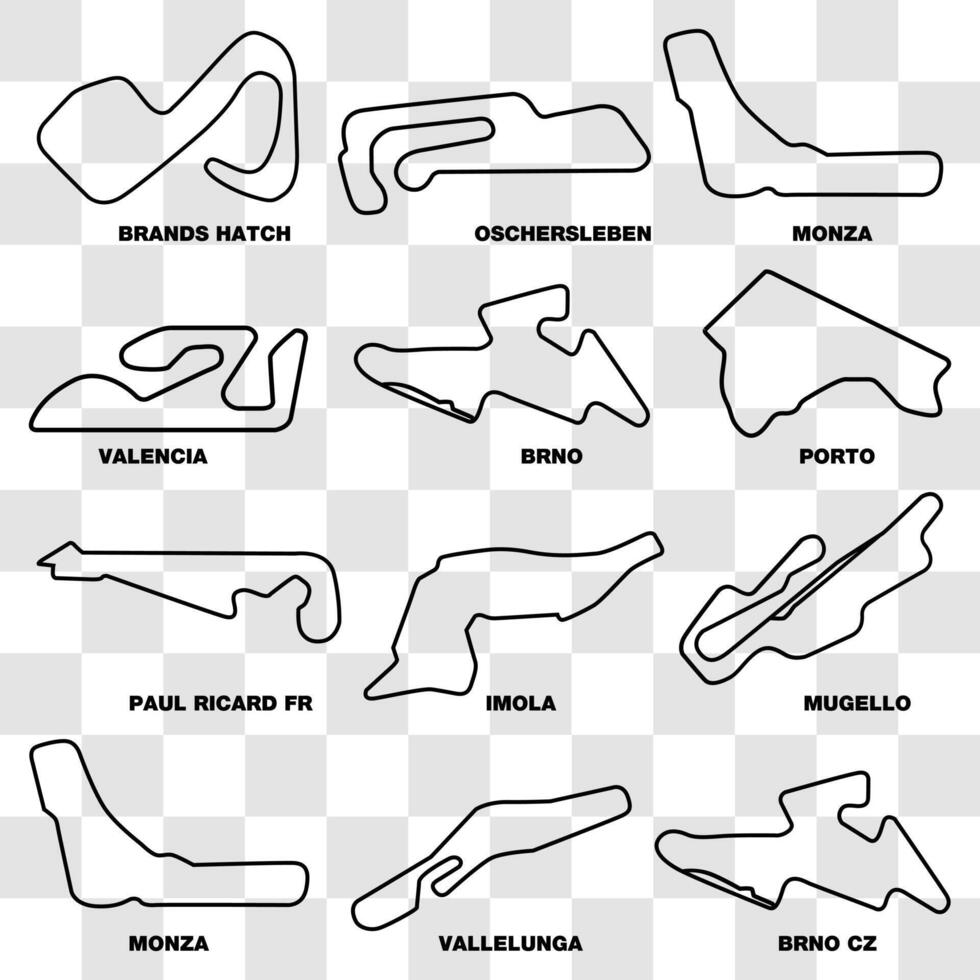 Racing circuit map collection vector illustration