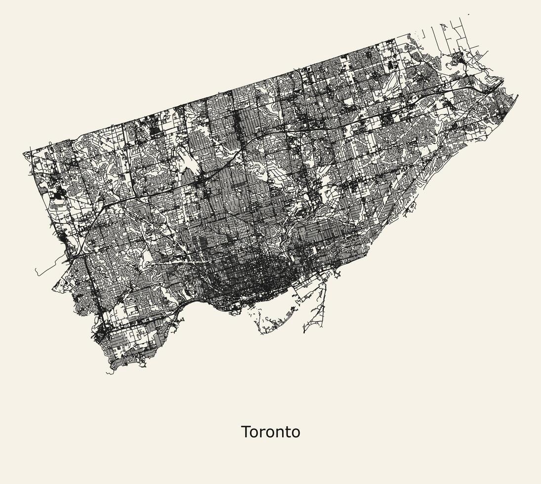 ciudad la carretera mapa de toronto, ontario, Canadá vector