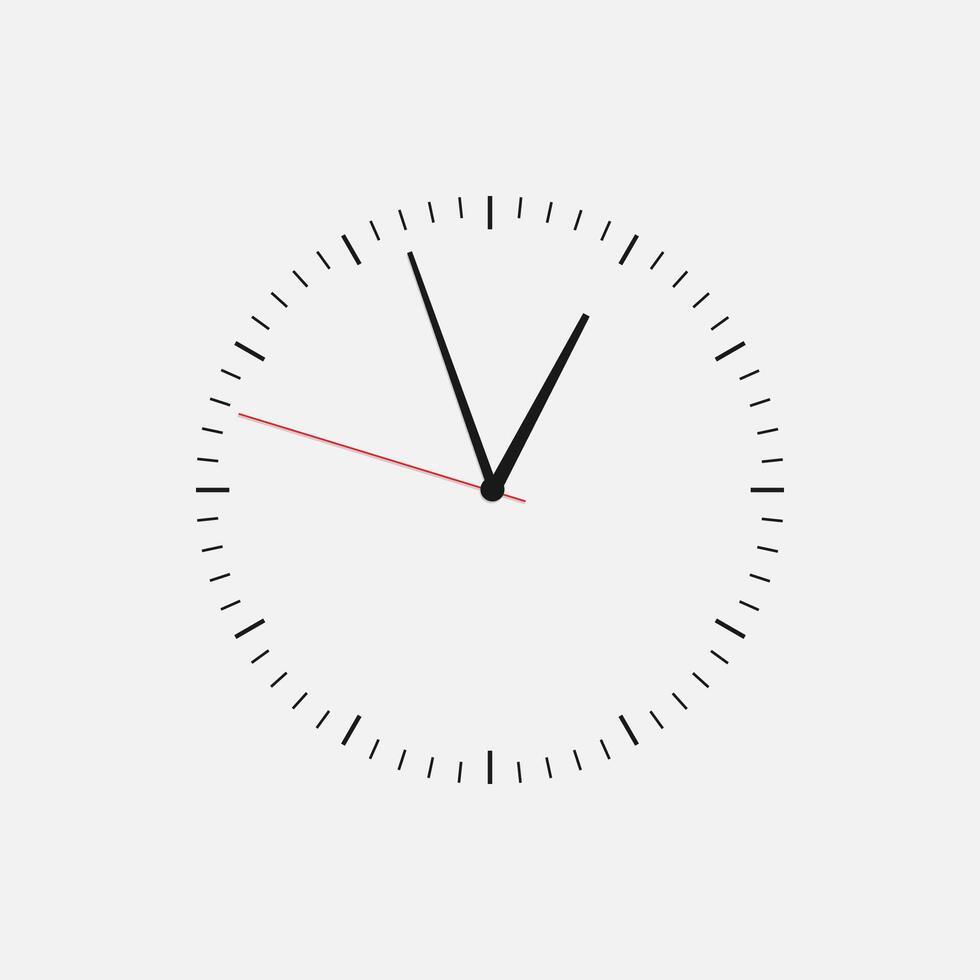 Wall clock vector icon. Classic black and white circle wall clock