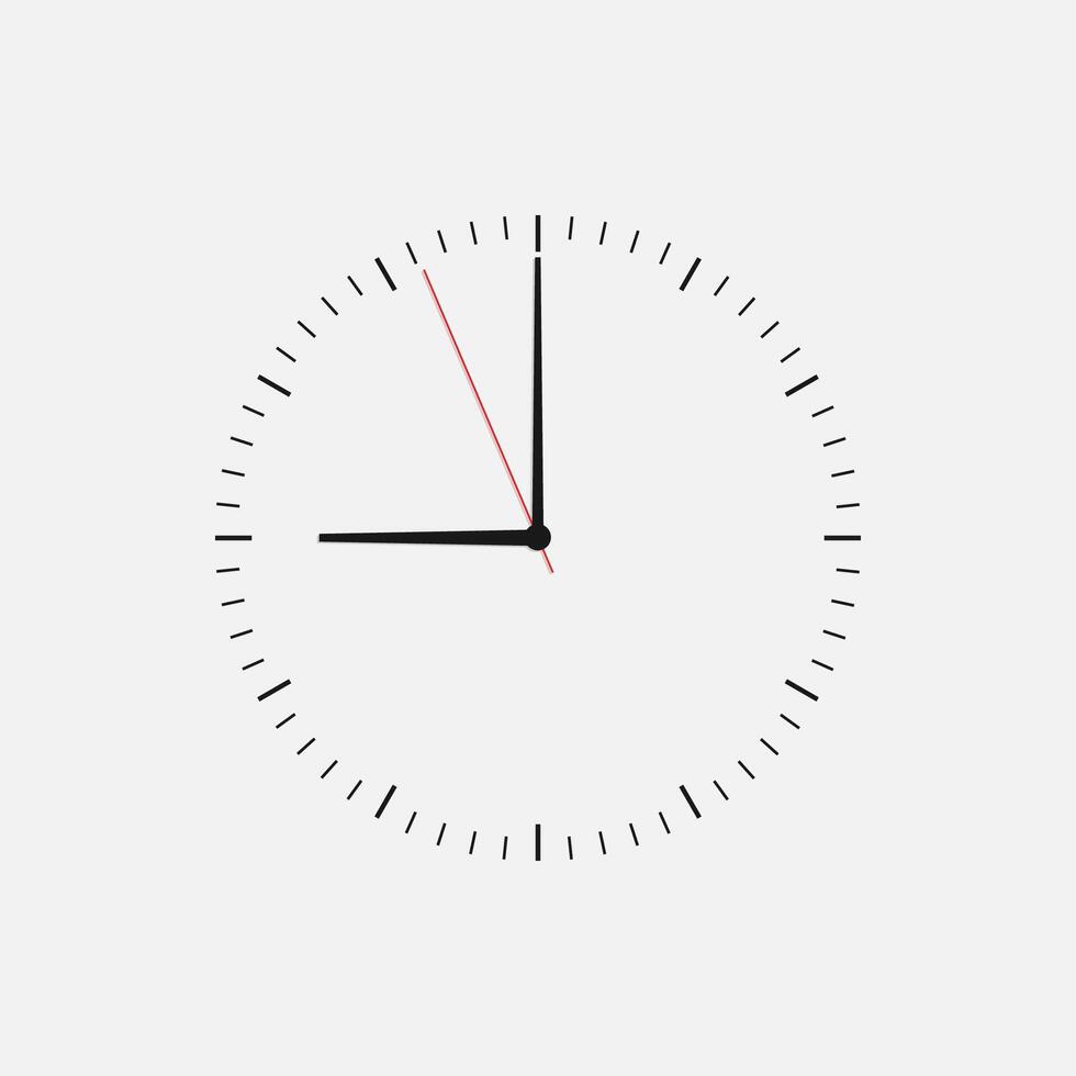 Wall clock vector icon. Classic black and white circle wall clock