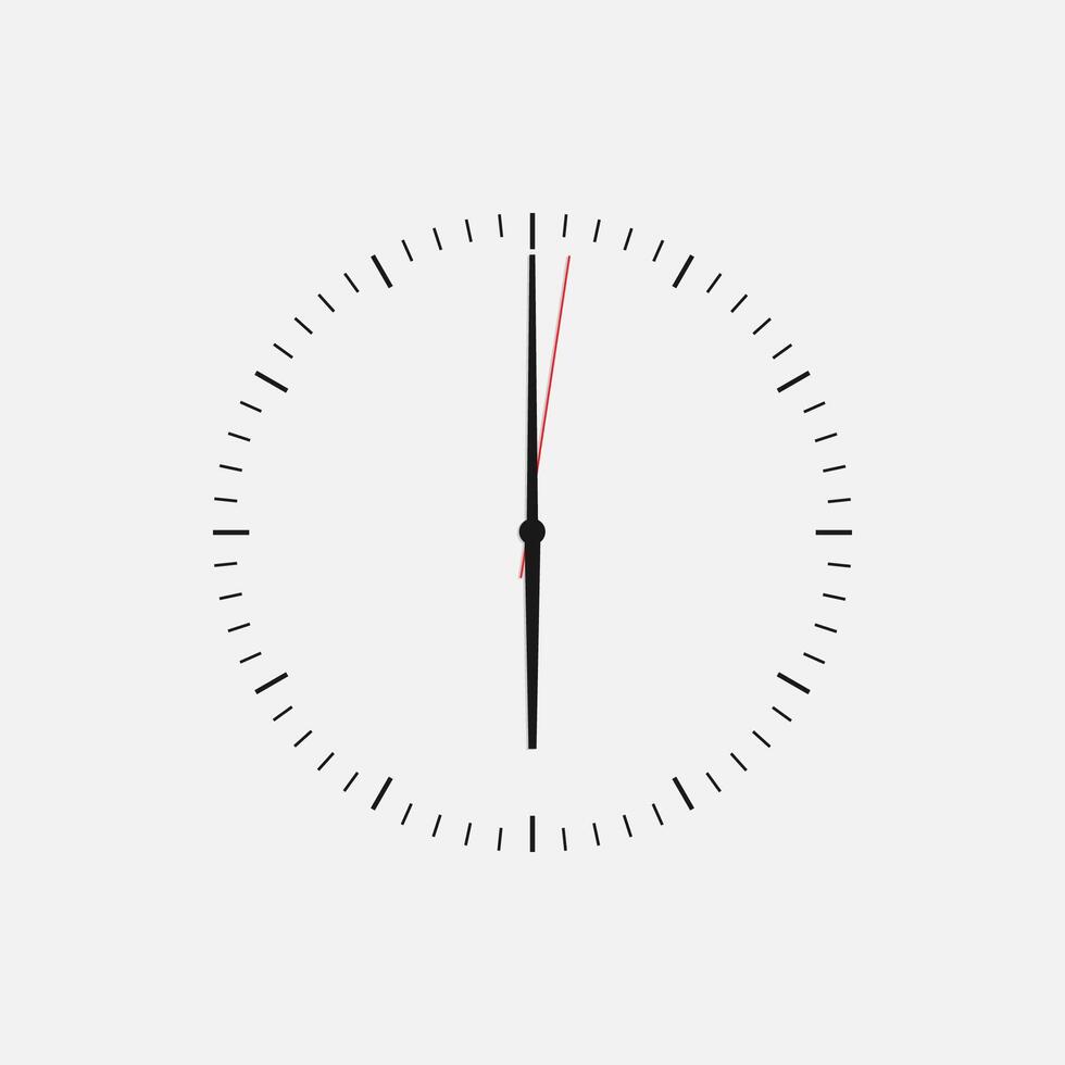 Wall clock vector icon. Classic black and white circle wall clock