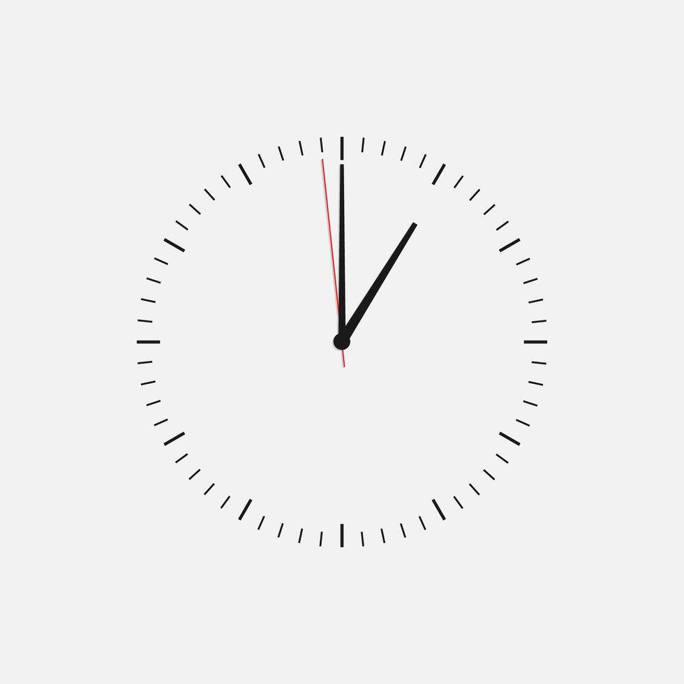 Wall clock vector icon. Classic black and white circle wall clock