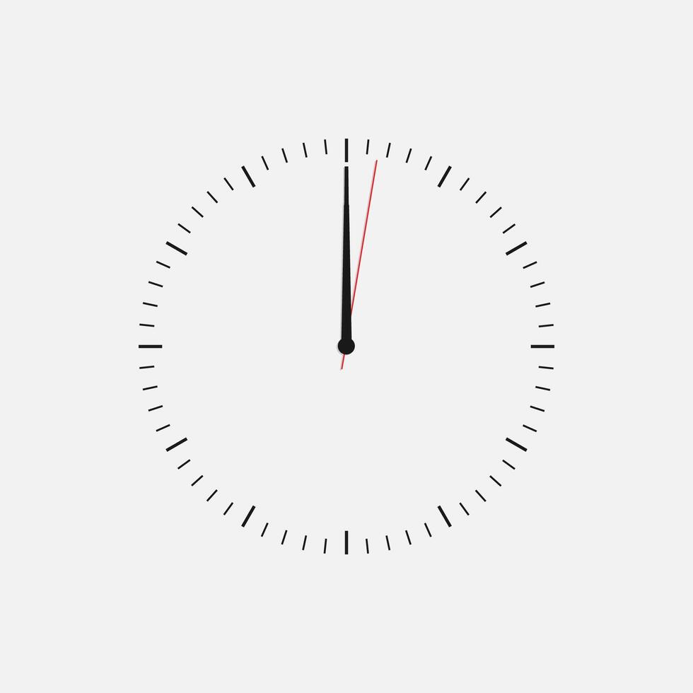 Wall clock vector icon. Classic black and white circle wall clock