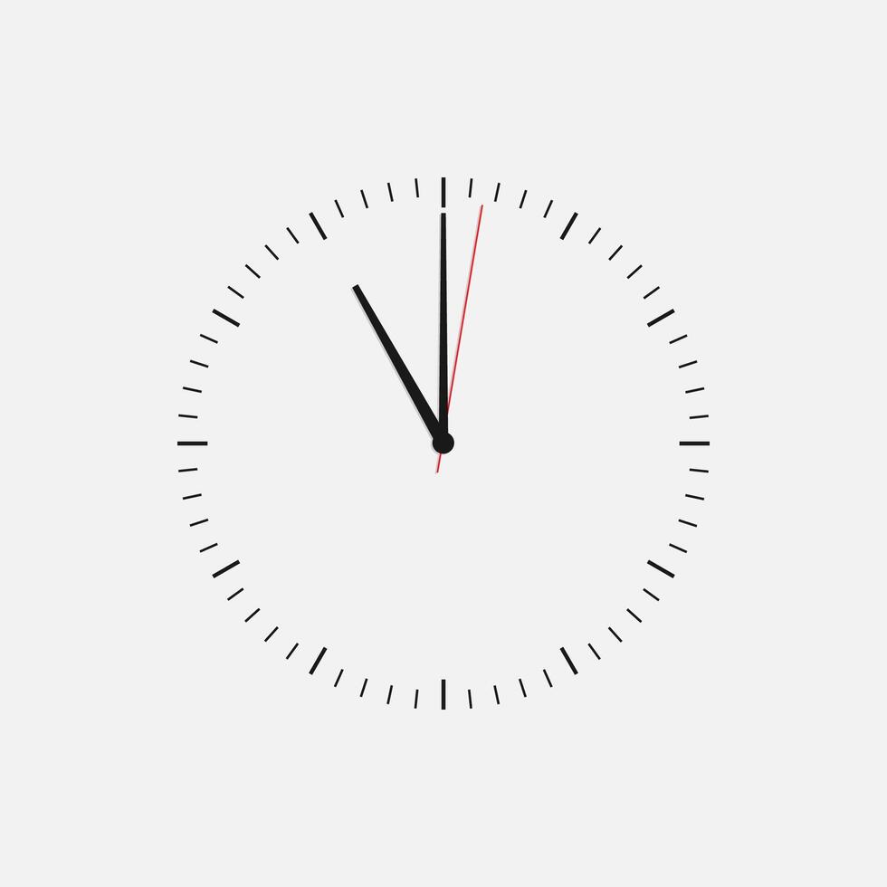 Wall clock vector icon. Classic black and white circle wall clock