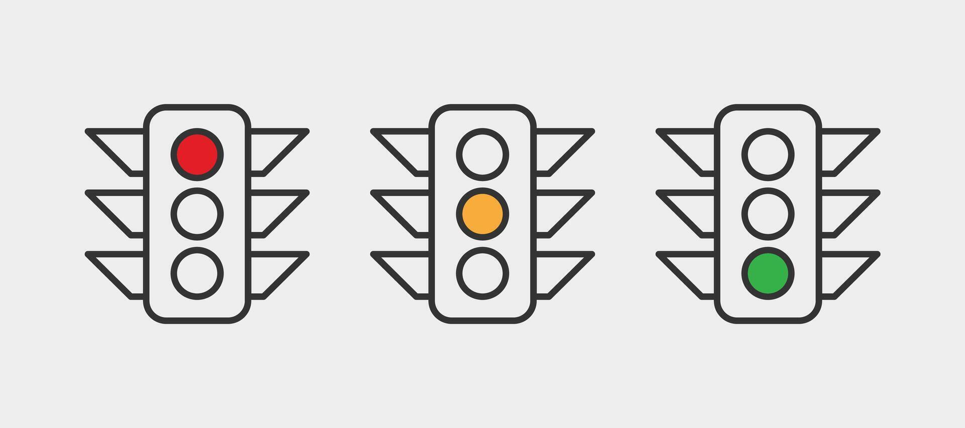 Traffic lights icon vector. Red, yellow and green. Signal, lamp, stoplight vector illustration.