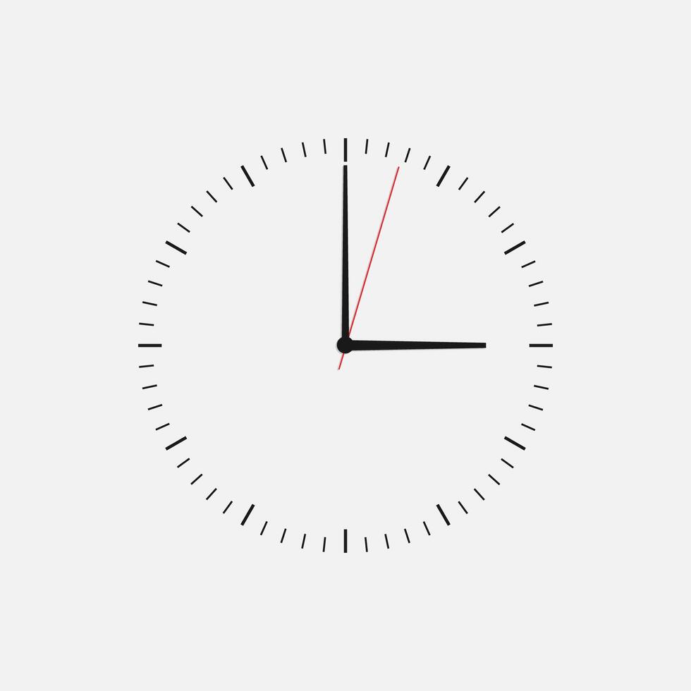 Wall clock vector icon. Classic black and white circle wall clock