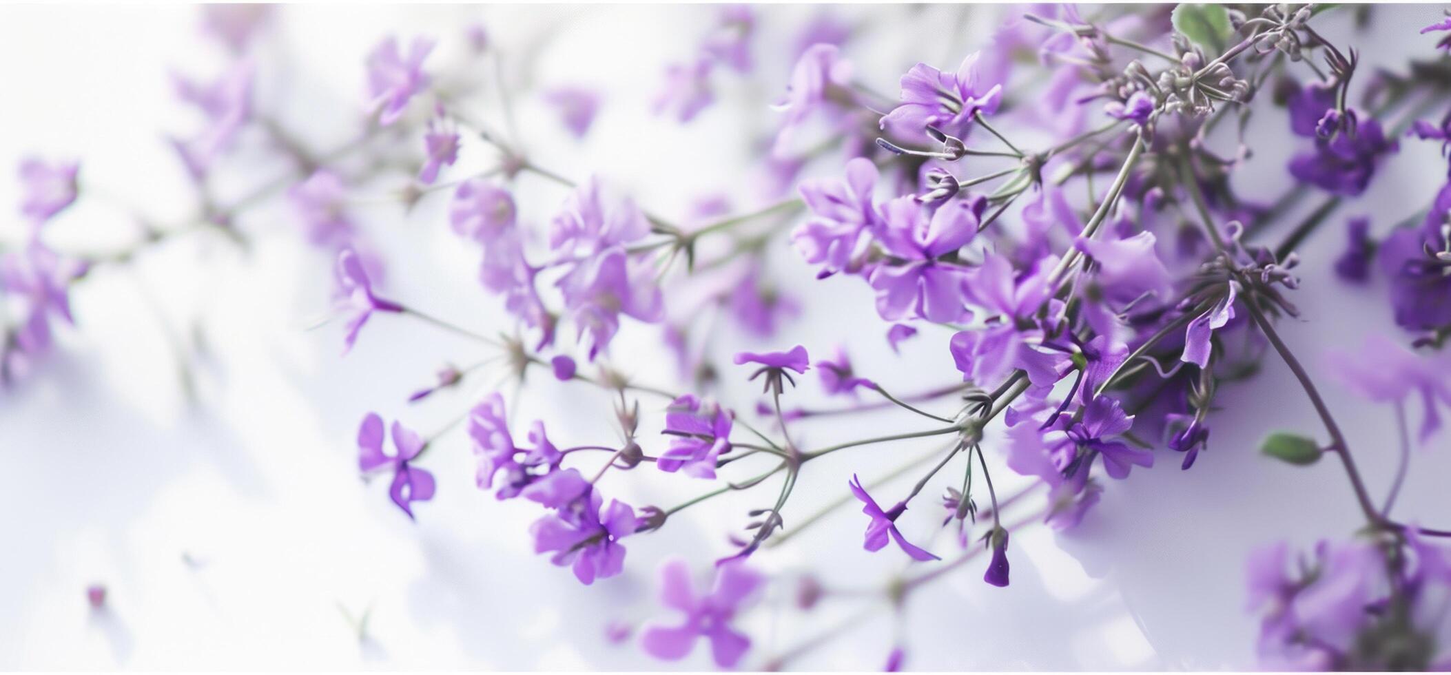 ai generado un blanco antecedentes con imágenes de flores en parte superior foto