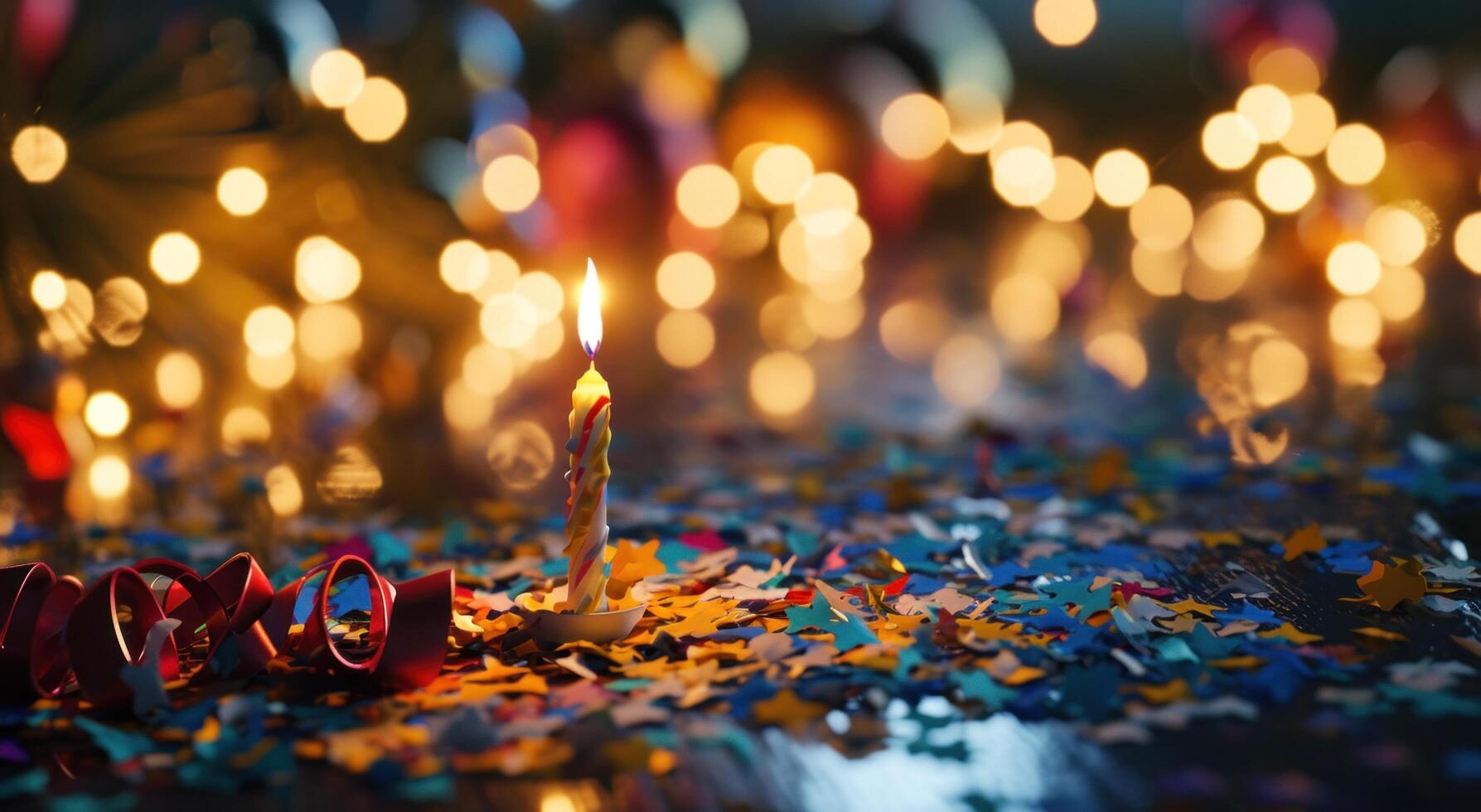 AI generated an illustration of birthday confetti and a candle photo