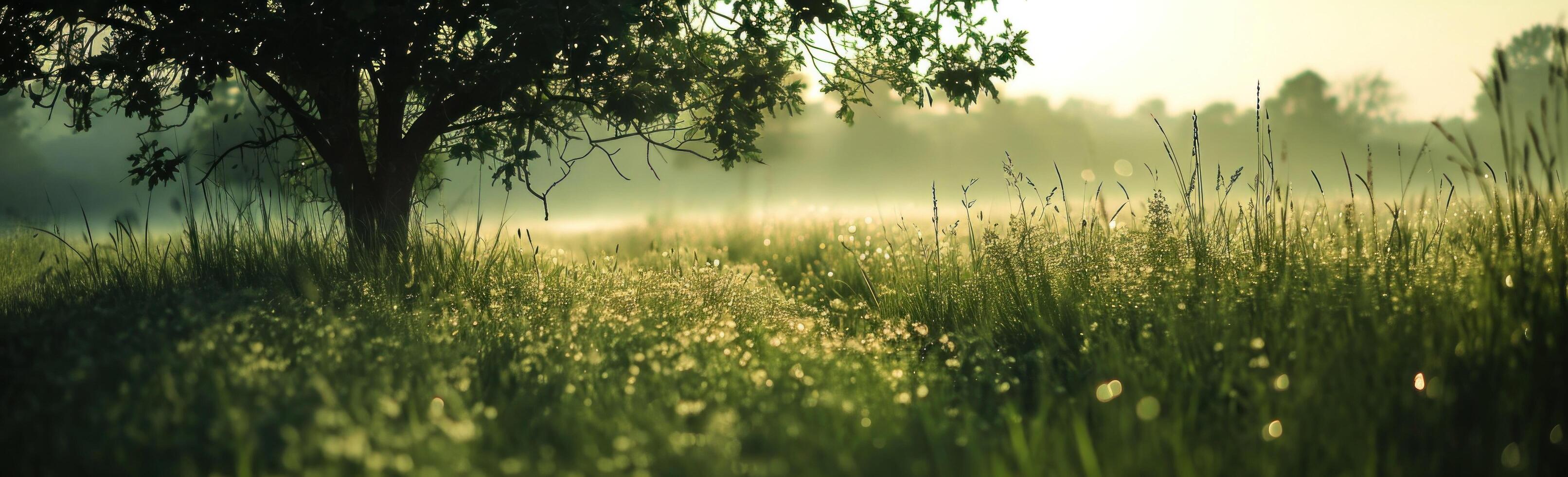 AI generated an image of an afternoon on a green field photo