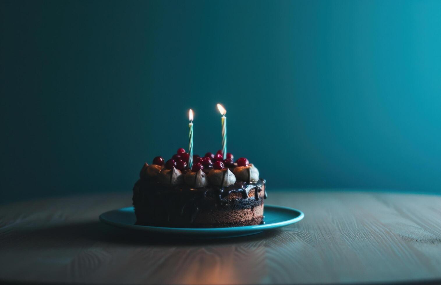 AI generated birthday cake holding burning candles photo