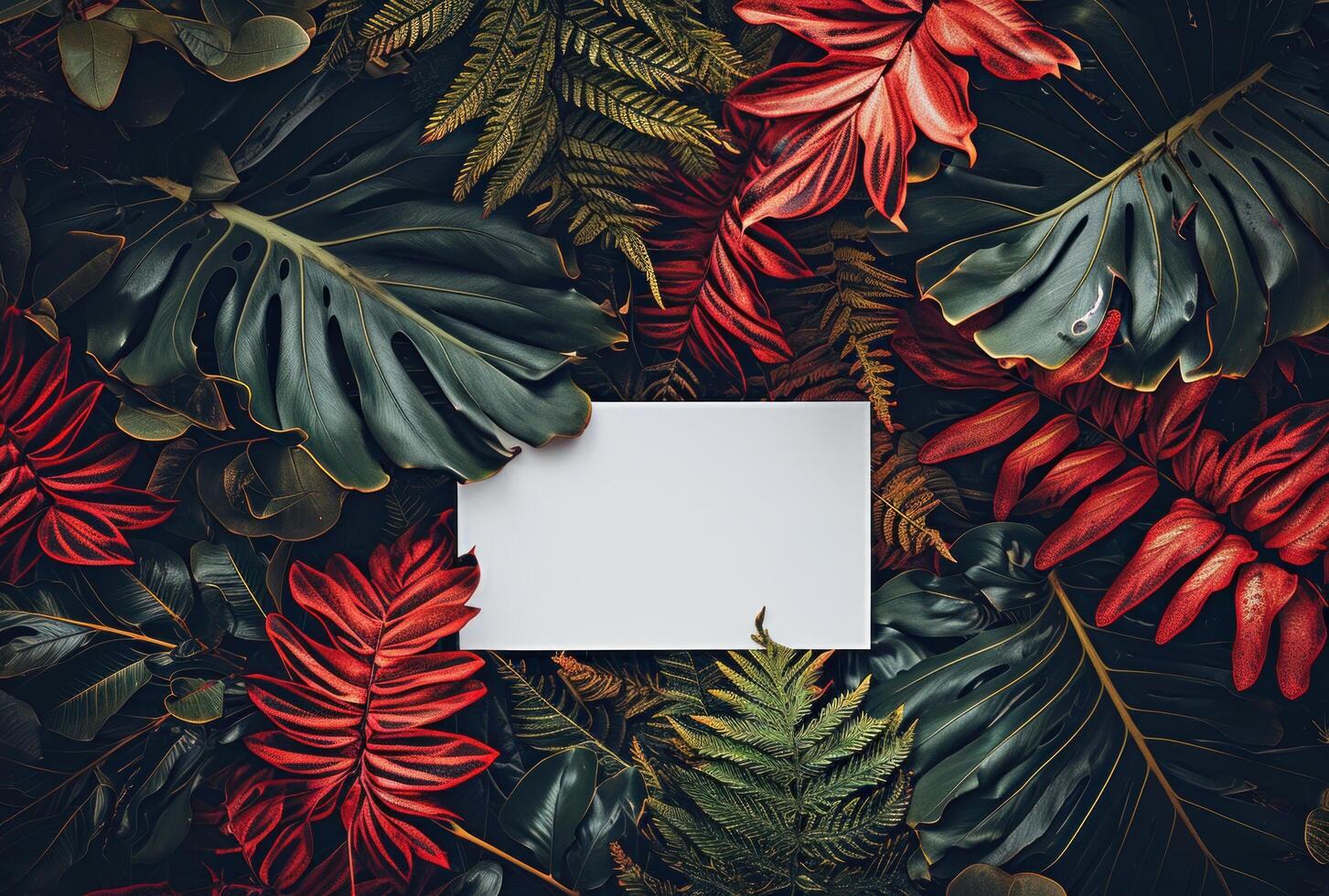 AI generated a blank paper surrounded by red leaves photo