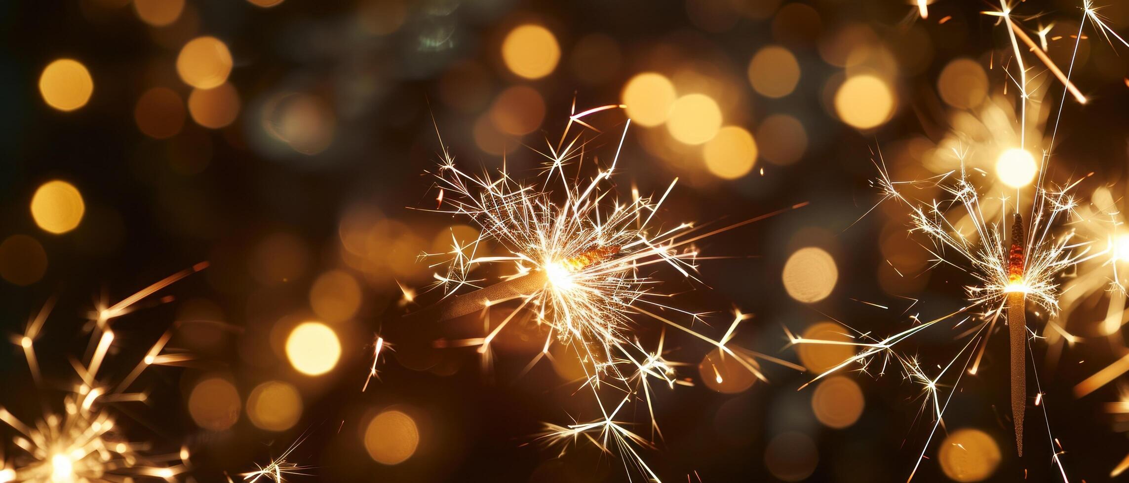 AI generated a background with sparklers showing on the dark background photo