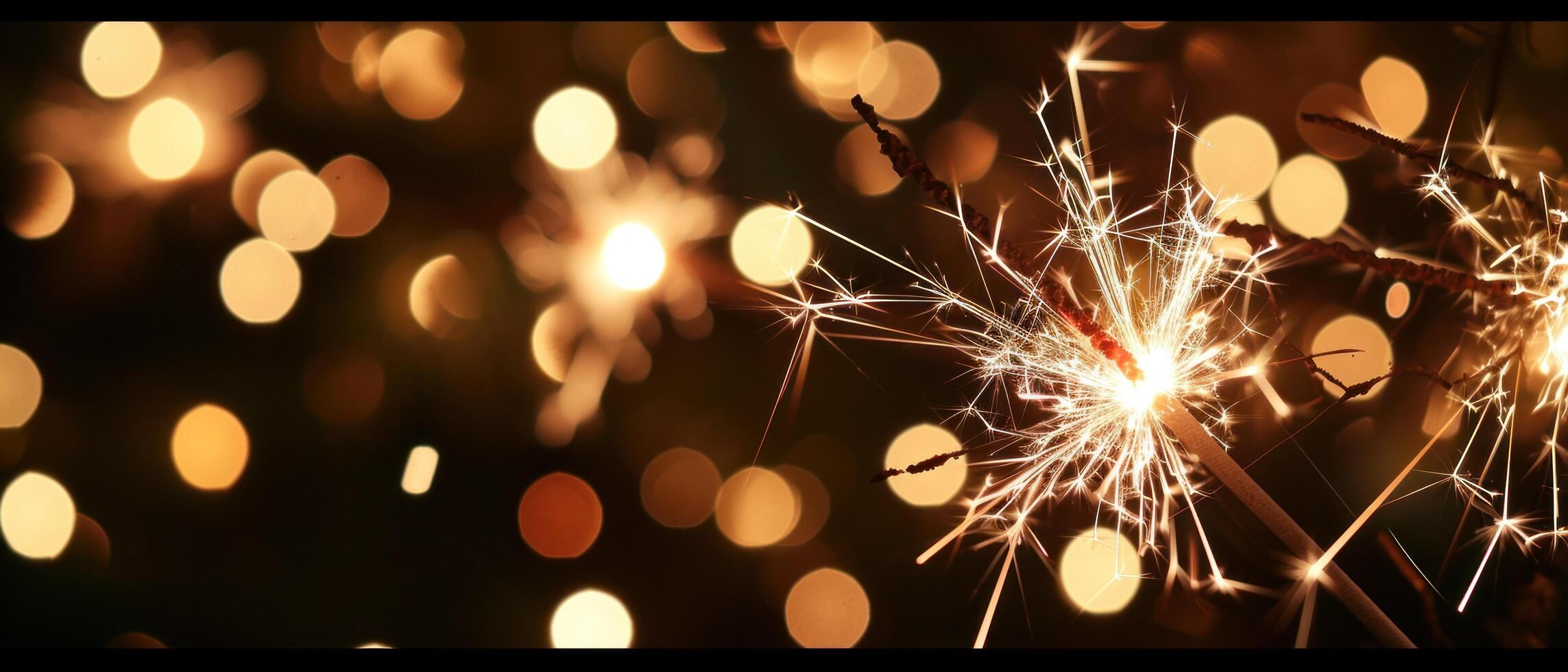 AI generated a background with sparklers showing on the dark background photo