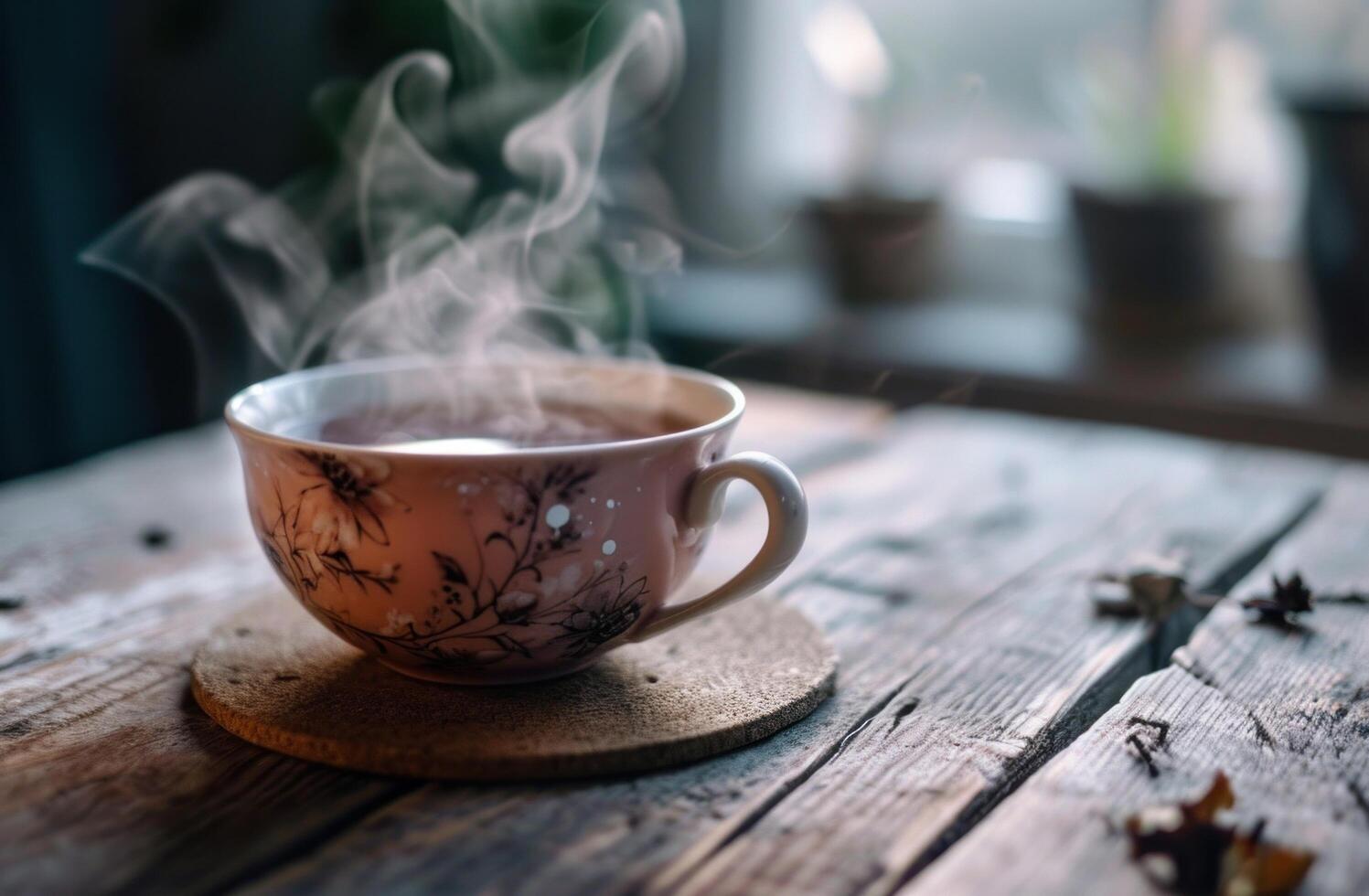 AI generated a cup of honeyinfused tea sitting next to mint leaves photo