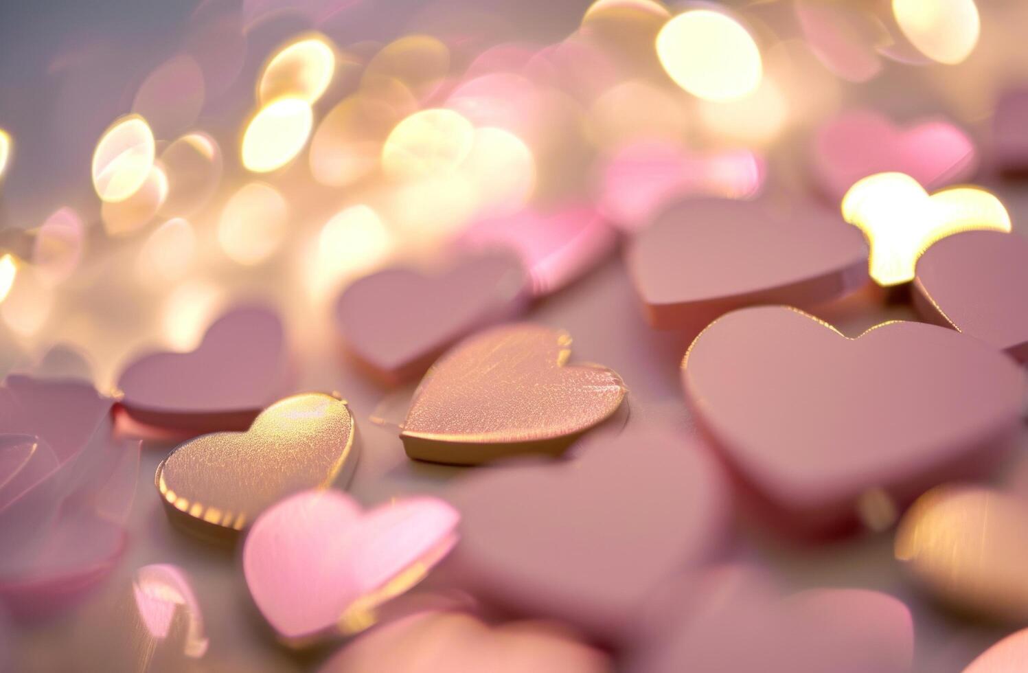 AI generated a light blur displaying pink hearts photo
