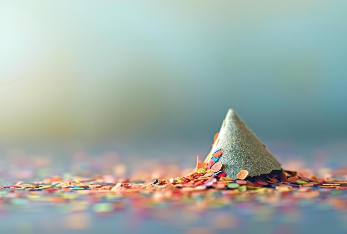 AI generated a cone filled with confetti in the background photo