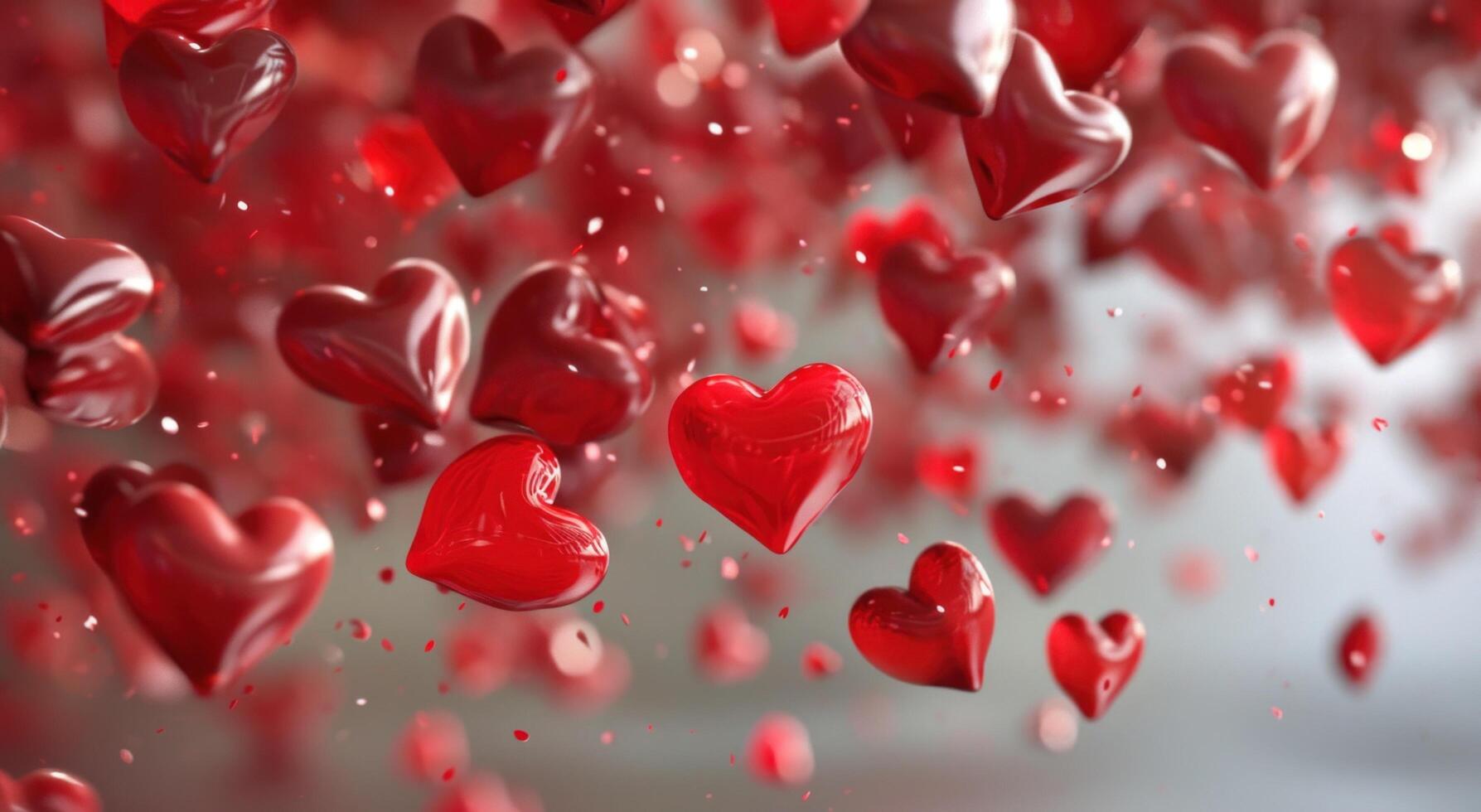 AI generated red paper hearts are sitting on white table background photo