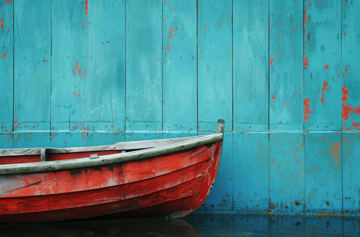 AI generated the boat sails behind the blue wall photo