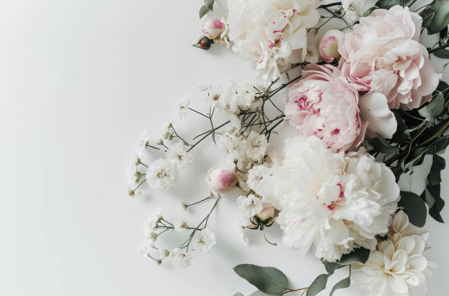 AI generated the white flower arrangement has pink and white flowers photo