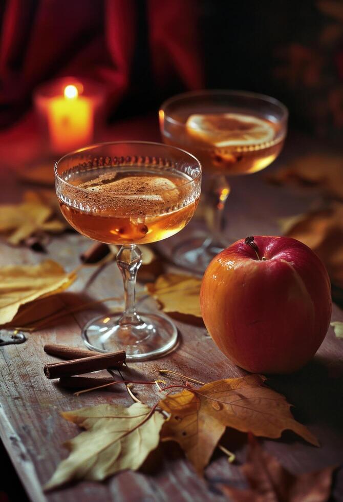 AI generated the fall is a fantastic time to drink cocktails with cinnamon apples photo