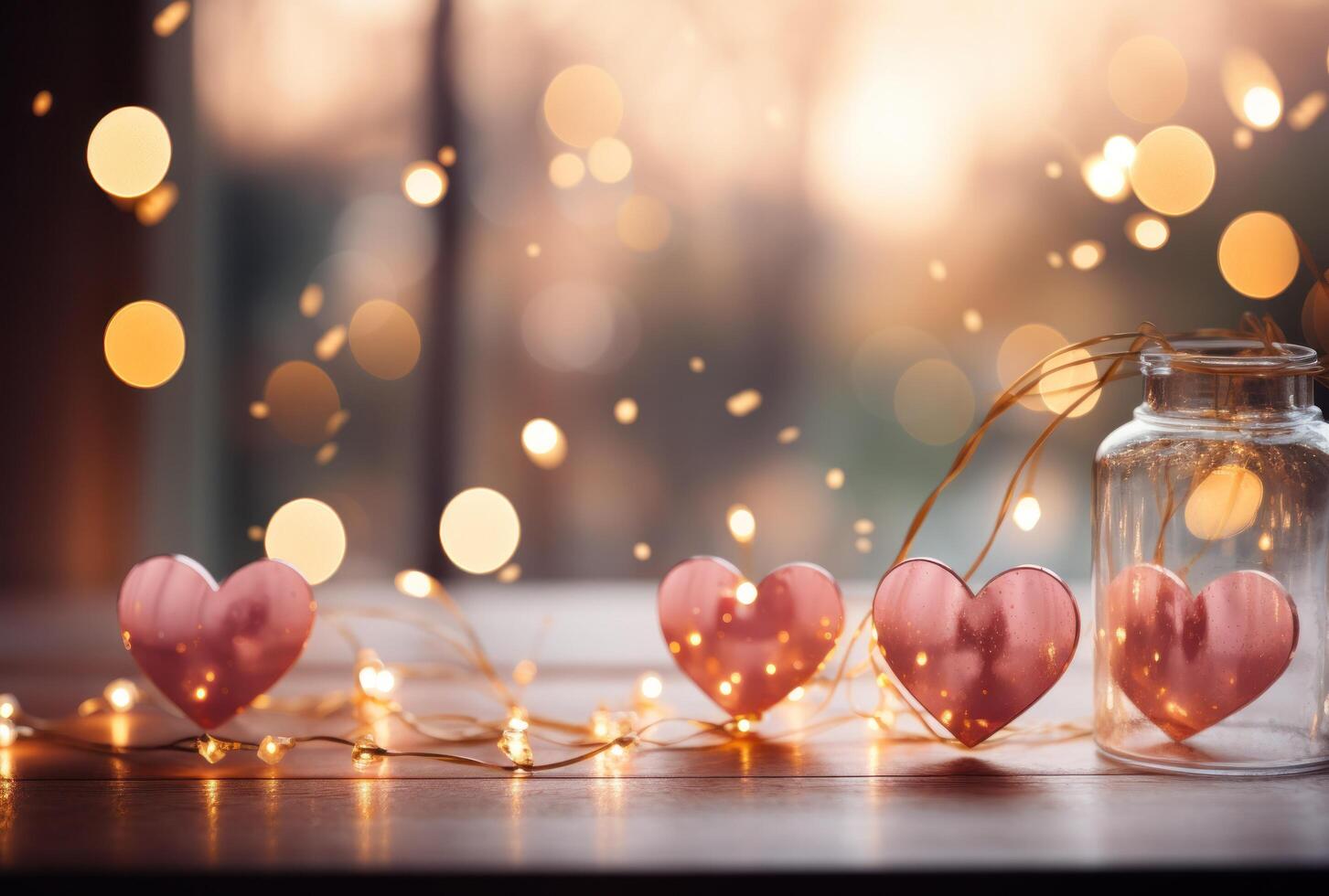 AI generated a blurred image with some pink hearts, photo