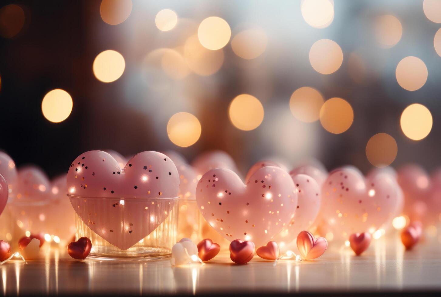 AI generated a blurred image with some pink hearts, photo