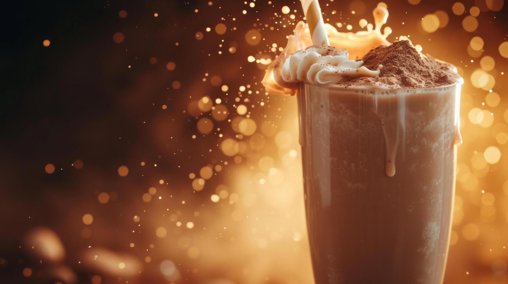 AI generated A beautiful image for a protein shake ad with plenty of free space for text photo