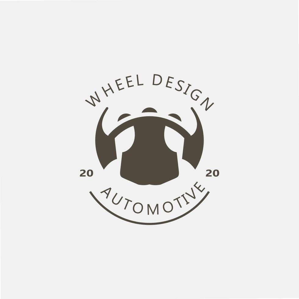 Steering wheel logo automotive car design garage auto repair workshop illustration vector