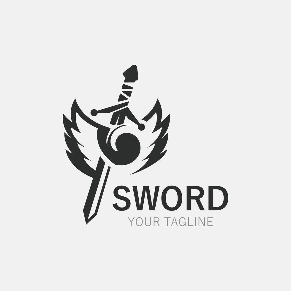 espada Clásico logo diseño. ilustración espada elemento, lata ser usado como logotipo, icono, modelo Saco de brazos concepto vector