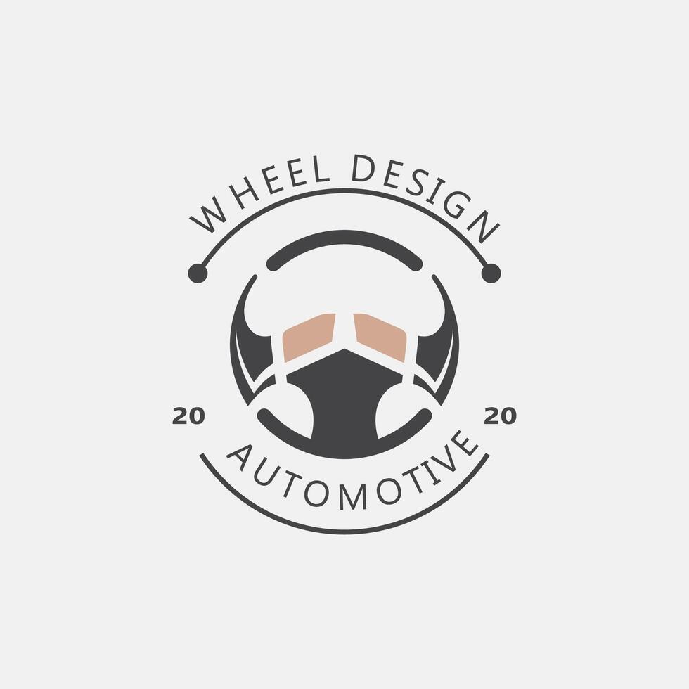 Steering wheel logo automotive car design garage auto repair workshop illustration vector