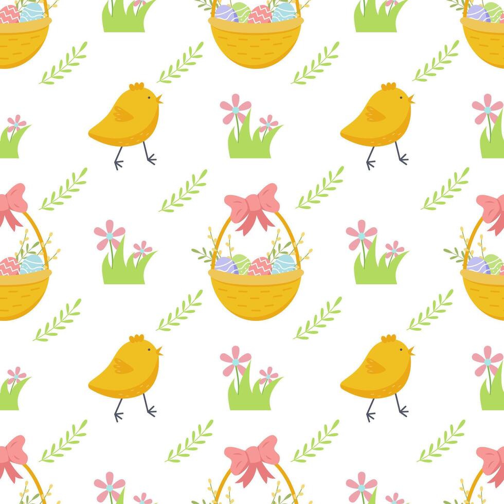 Easter  pattern with chickens vector