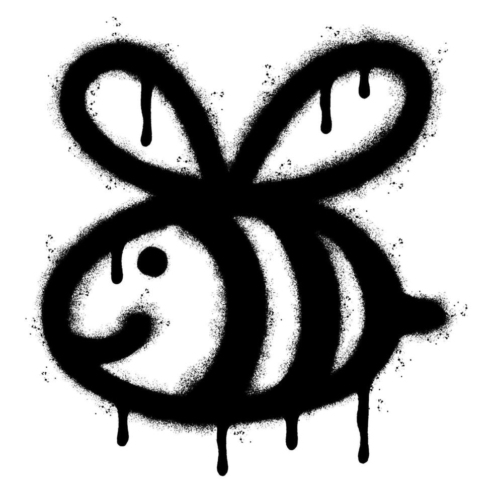 rociar pintado pintada abeja icono rociado aislado con un blanco antecedentes. pintada abeja símbolo con terminado rociar en negro terminado blanco. vector ilustración.