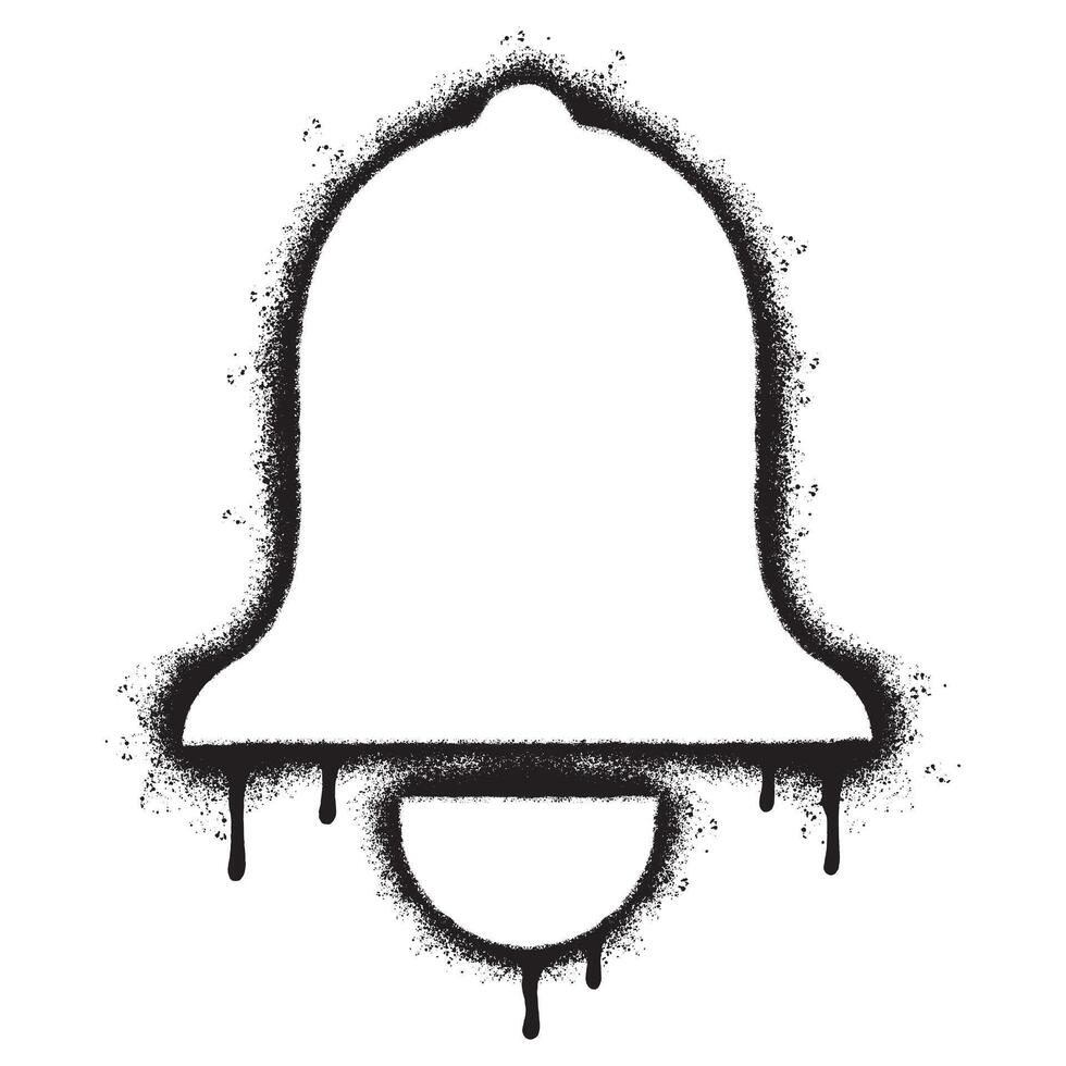 Spray Painted Graffiti bell icon Sprayed isolated with a white background. graffiti bell icon with over spray in black over white. vector