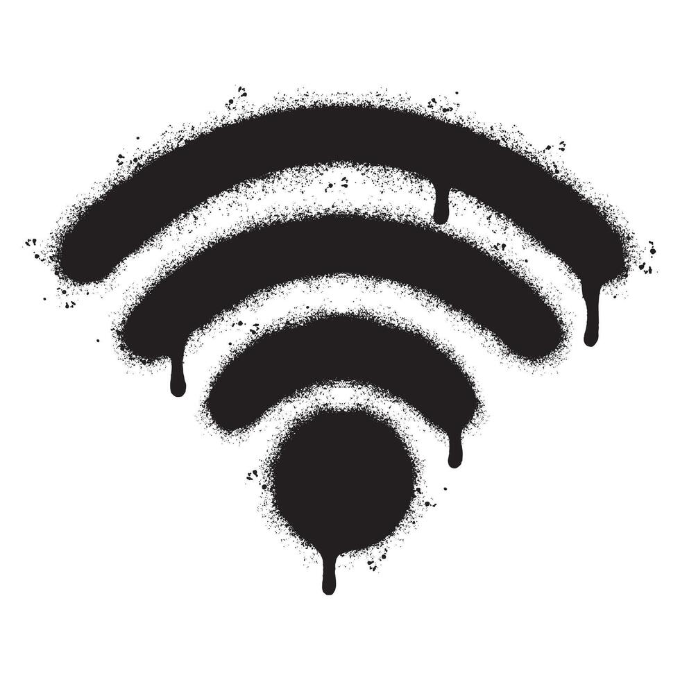 rociar pintado pintada Wifi icono rociado aislado con un blanco antecedentes. vector