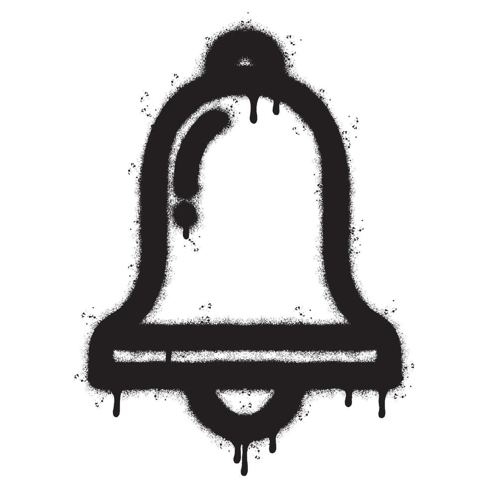 Spray Painted Graffiti bell icon Sprayed isolated with a white background. graffiti bell icon with over spray in black over white. vector