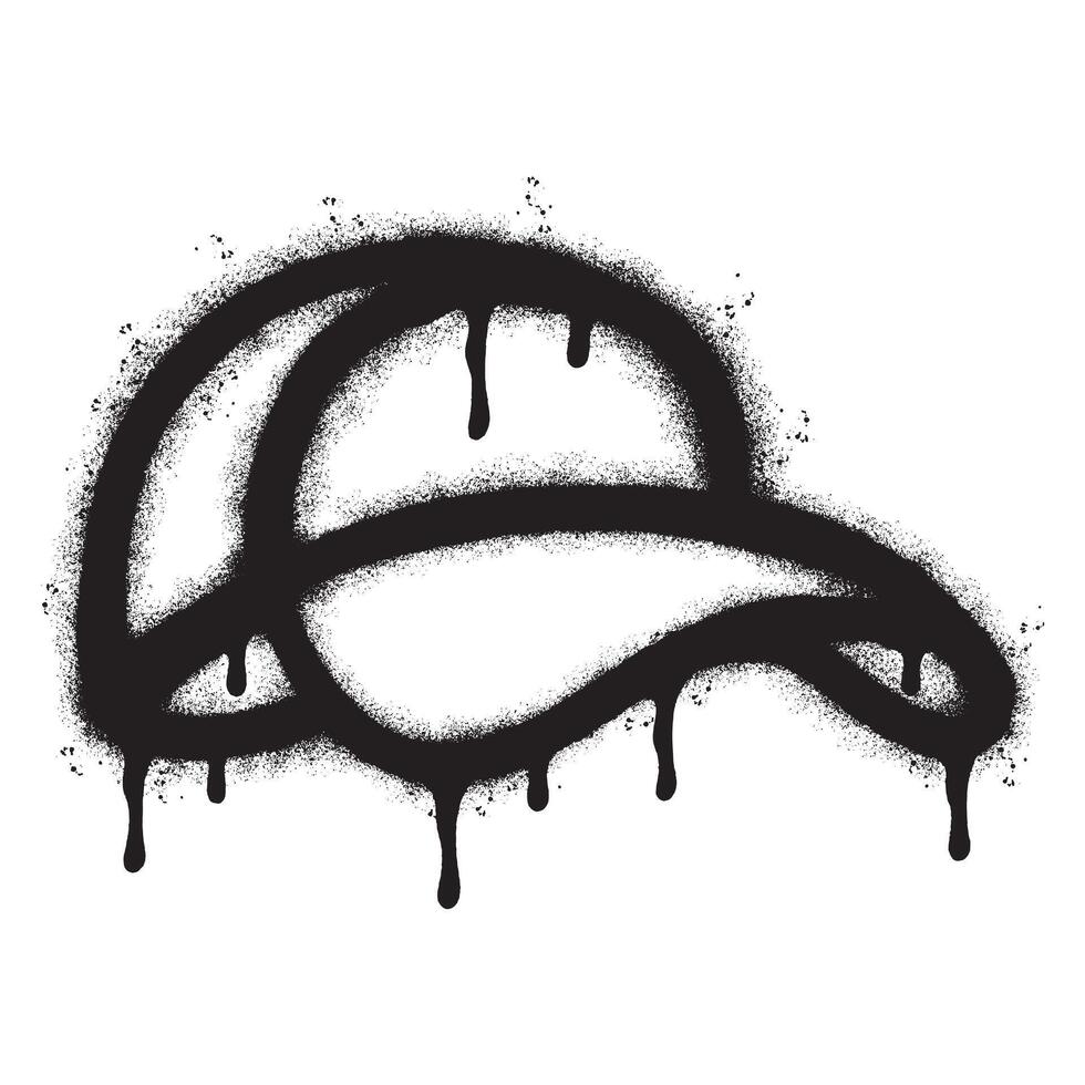 Spray Painted Graffiti hat icon Sprayed isolated with a white background. graffiti hat symbol with over spray in black over white. vector