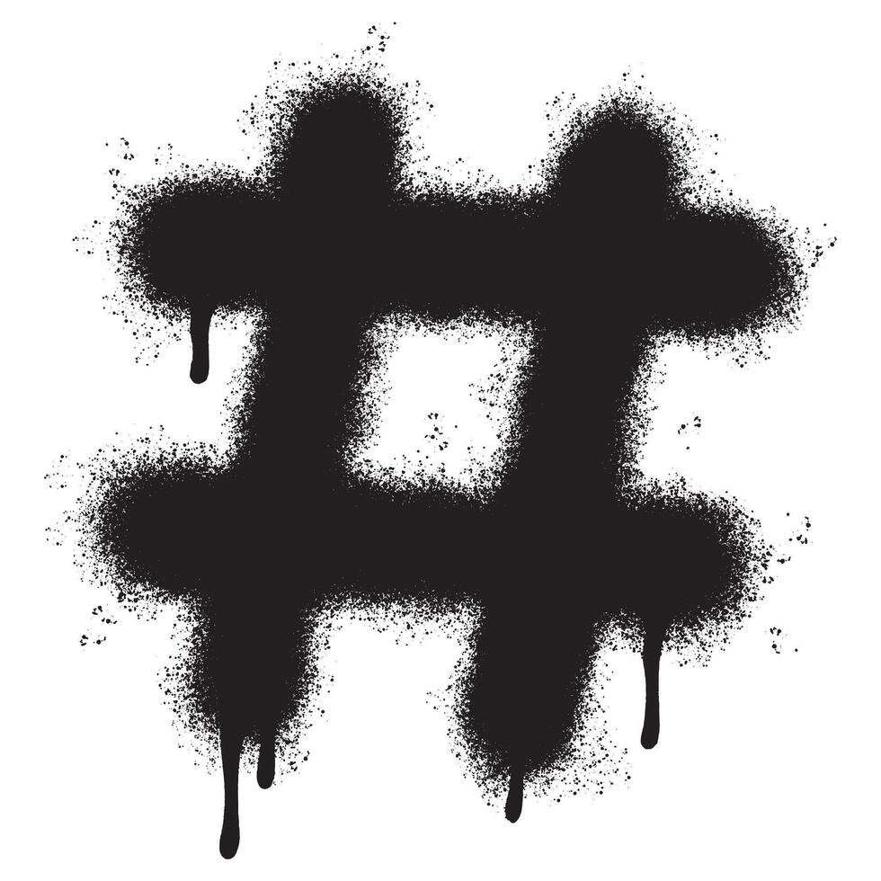 Spray Painted Graffiti hashtag icon Sprayed isolated with a white background. graffiti hash tag with over spray in black over white. Vector illustration.