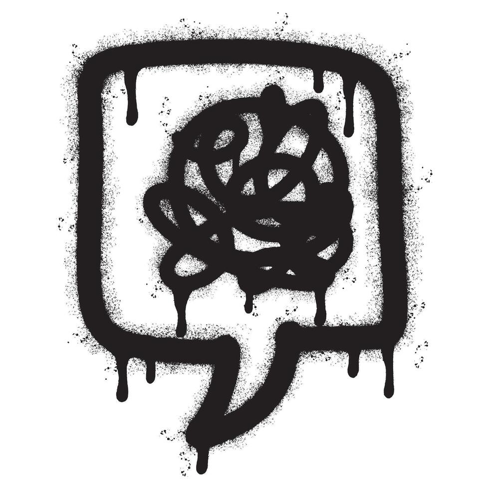 Spray Painted Graffiti Stressed thoughts bubble Sprayed isolated with a white background. graffiti Speech bubble symbol with over spray in black over white. Vector illustration.