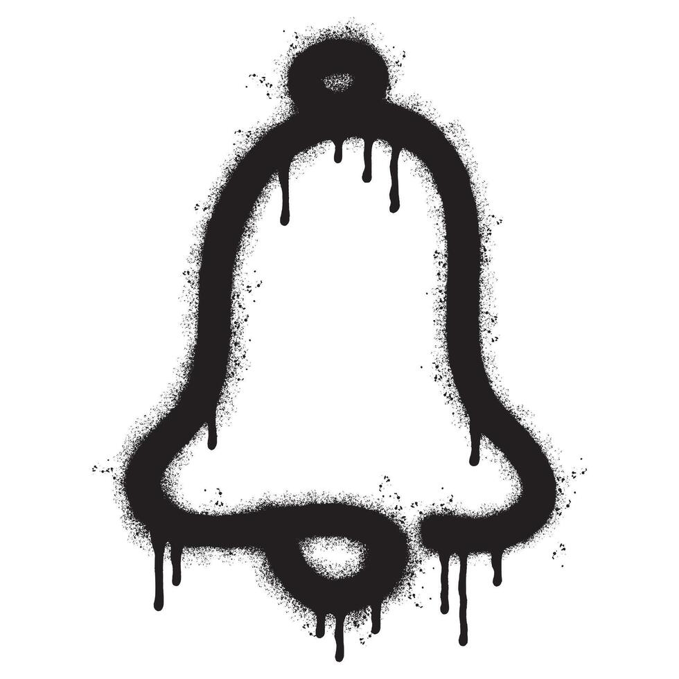 Spray Painted Graffiti bell icon Sprayed isolated with a white background. graffiti bell icon with over spray in black over white. vector