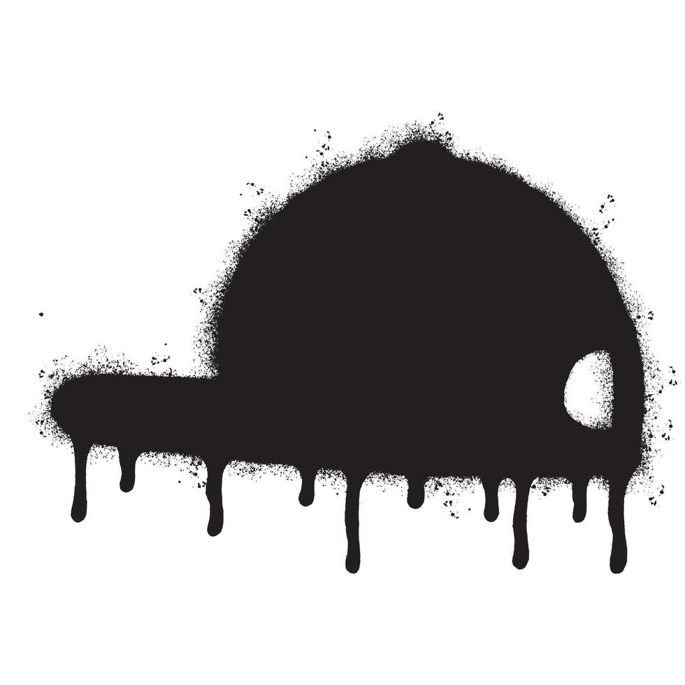 Spray Painted Graffiti hat icon Sprayed isolated with a white background. graffiti hat symbol with over spray in black over white. vector