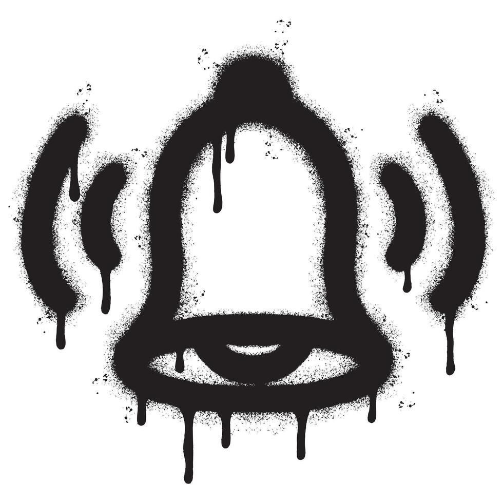 Spray Painted Graffiti bell icon Sprayed isolated with a white background. graffiti bell icon with over spray in black over white. vector