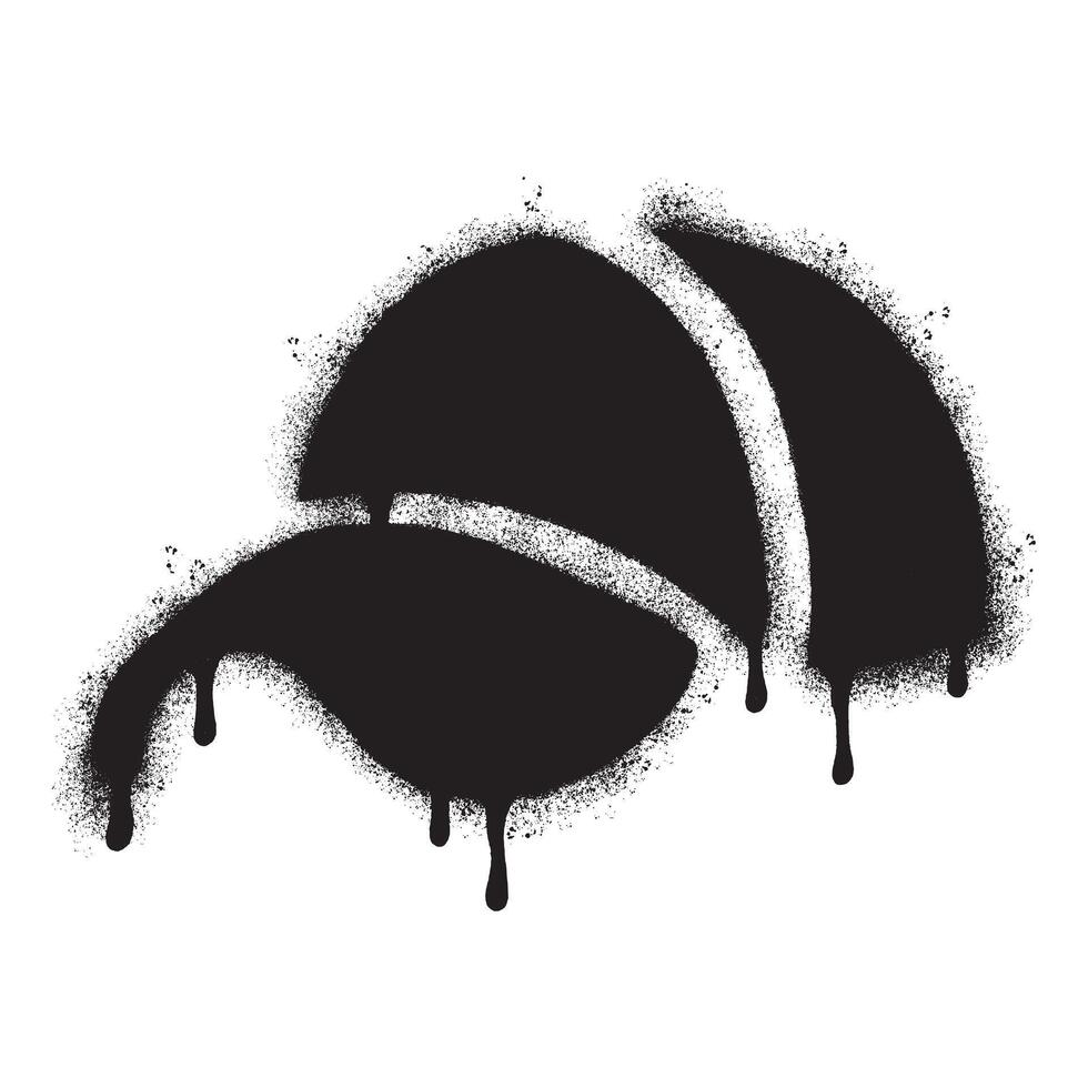 Spray Painted Graffiti hat icon Sprayed isolated with a white background. graffiti hat symbol with over spray in black over white. vector