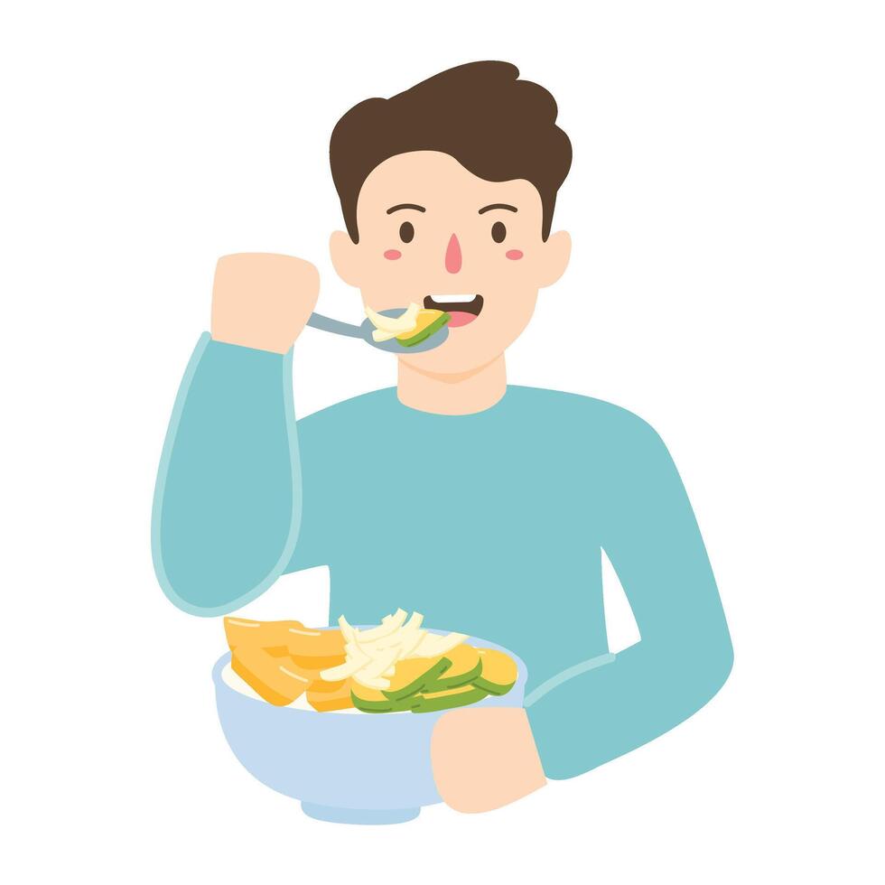 people eating ice teler or es campur concept illustration vector