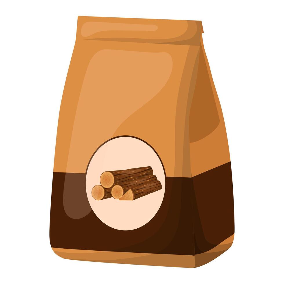 A package of firewood and charcoal for the barbecue. Vector illustration on a white background.