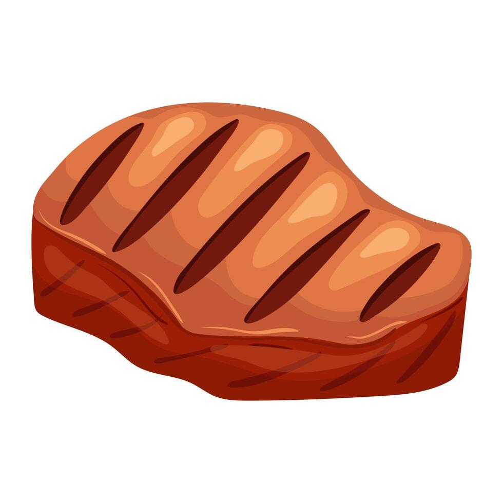 Grilled meat, steak. Vector illustration on a white background.
