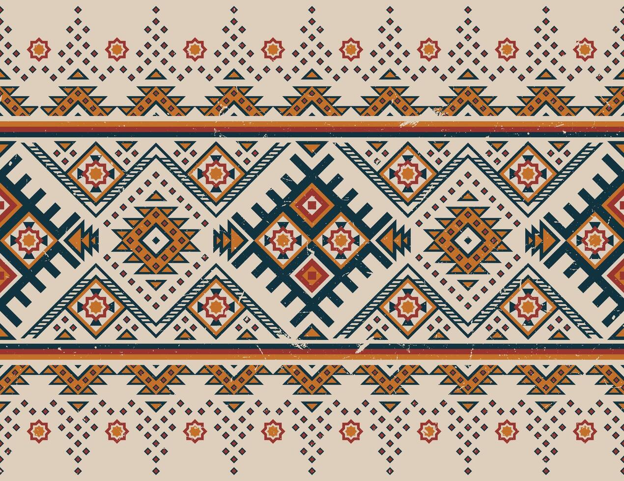 Aztec tribal geometric grunge texture. Vintage vector background. Seamless stripe pattern. Traditional ornament ethnic style. Design for textile, fabric, clothing, curtain, rug, ornament, wrapping.