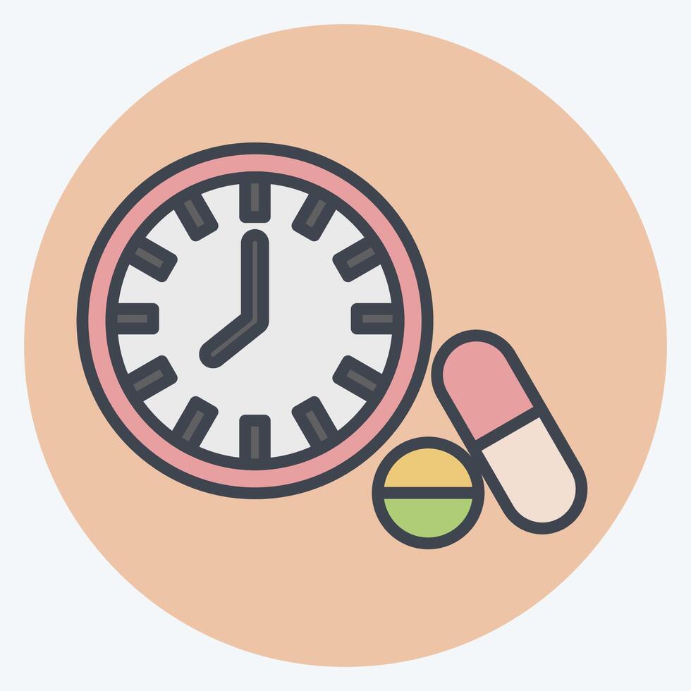 Icon Medication Timing. related to Hepatologist symbol. color mate style. simple design editable. simple illustration vector